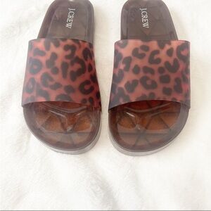 J Crew leopard print jelly slides sandals size 8 slides brown black